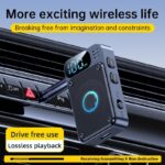 Bluetooth Receiver & Transmitter, 5.4 Bluetooth Car Adapter, Wireless AUX for HomeStereo,Headphones,Speakers, Car Radio, TVs, PCs, Hands-Free Call, Battery Level Display - Image 3