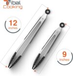 Tribal Cooking Stainless Steel Tongs - 9" and 12" With Silicone Tips, Locking BBQ Tongs - Image 4