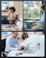 128W USB C Wall Charger, GaN III 3-Port Fast Charging Station, PD QC Foldable Charger Block Portable 65W USB C Laptop Adapter for MacBook Air/iPad Pro/Galaxy S23/Dell XPS 13/iPhone 14 (Purple) - Image 5