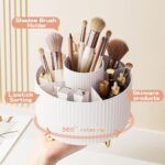 360° Rotate Makeup Brush Holder Organizer, Makeup Organizers Countertop, Makeup organization and Skincare Storage for Vanity, Desktop, Bathroom (White) - Image 3