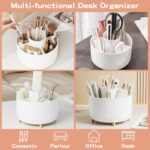 360° Rotate Makeup Brush Holder Organizer, Makeup Organizers Countertop, Makeup organization and Skincare Storage for Vanity, Desktop, Bathroom (White) - Image 4