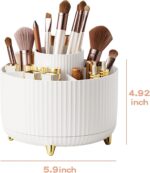 360° Rotate Makeup Brush Holder Organizer, Makeup Organizers Countertop, Makeup organization and Skincare Storage for Vanity, Desktop, Bathroom (White) - Image 5
