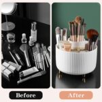 360° Rotate Makeup Brush Holder Organizer, Makeup Organizers Countertop, Makeup organization and Skincare Storage for Vanity, Desktop, Bathroom (White) - Image 7
