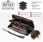 Women's Wallet RFID Blocking Leather Double Zip Large Capacity Card Holder Ladies Phone Clutch Long Purse Wristlet - Image 3