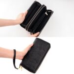 Women's Wallet RFID Blocking Leather Double Zip Large Capacity Card Holder Ladies Phone Clutch Long Purse Wristlet - Image 5