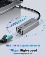 USB to Ethernet Adapter,Ethernet to USB,USBA to RJ45 Converter with 1000Mbps,Gigabit Ethernet to USB3.0 Adapter, LAN Network for Laptop, MacBook,Chromebook,Surface, Desktop,PC and More - Image 3