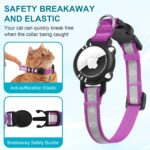 Airtag Cat Collar, Reflective Cat Collar with Apple Air Tag Holder, Breakaway GPS Tracker Pet Collar with Bell for Cat Kitten, Airatg Not Included, Purple, XS(7-9 Inch) - Image 4