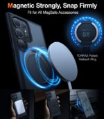 TORRAS Magnetic Designed for Samsung Galaxy S23 Ultra Case [Compatible with Magsafe] Stand, [Military Grade Drop Tested] Shockproof Translucent Slim Protective Ostand, Black - Image 3