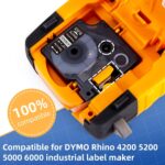 Rhino 4200 Label Tape Compatible with Dymo Rhino White on Black 1805435 Permanent Vinyl Work with DYMO Rhino 5200 5000 5200 6000 3000 Industrial Label Maker Refills, 1/2" x 18', 4-Pack - Image 3