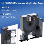 Rhino 4200 Label Tape Compatible with Dymo Rhino White on Black 1805435 Permanent Vinyl Work with DYMO Rhino 5200 5000 5200 6000 3000 Industrial Label Maker Refills, 1/2" x 18', 4-Pack - Image 4