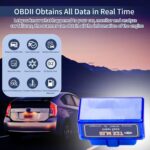 Blue ELM327 OBD2 Bluetooth Scanner | Real-Time Car Diagnostic Tool |Daily Maintenance, Check Engine Light Fix & Professional Repairs | 1996+ Vehicle Compatibility (OBD2/EOBD) | 1 Pack (Blue) - Image 3