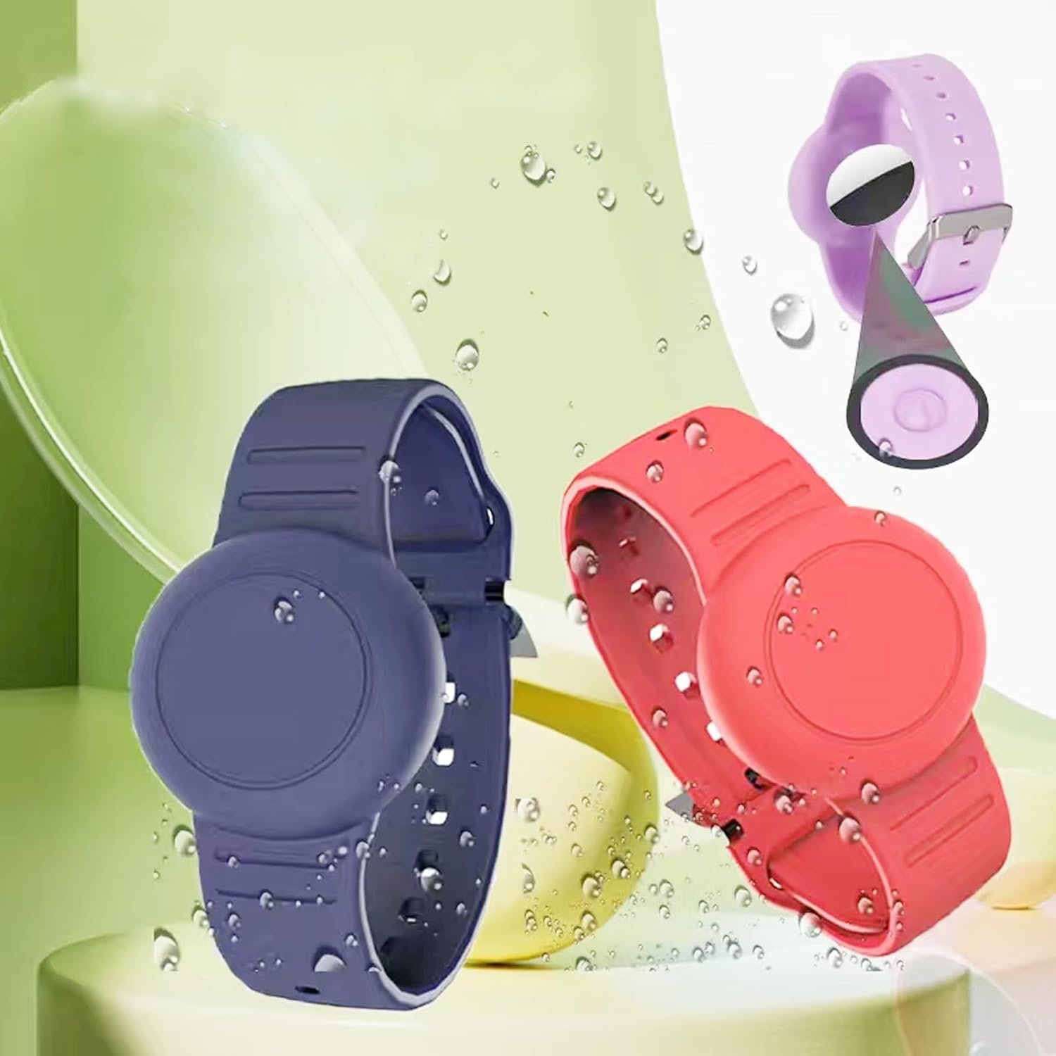 Waterproof AirTag Bracelet for Kids, 2Pack Airtag Bracelet for Kids Hidden Airtag Wristband Kids, Soft Silicone Lightweight GPS Tracker Holder for Apple AirTag (Red+Purple) - Image 3