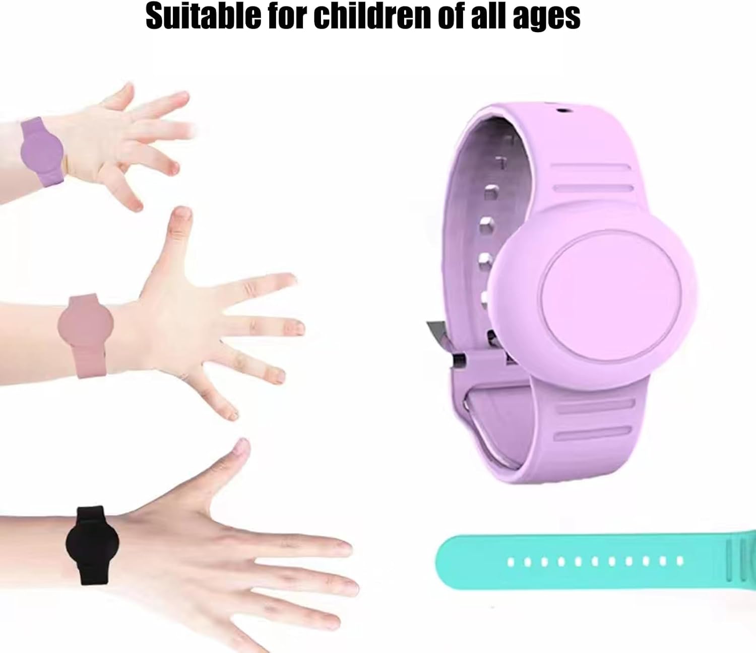 Waterproof AirTag Bracelet for Kids, 2Pack Airtag Bracelet for Kids Hidden Airtag Wristband Kids, Soft Silicone Lightweight GPS Tracker Holder for Apple AirTag (Red+Purple) - Image 4
