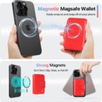 for Apple Wallet Magnetic Card Holder Compatible with Magsafe Phones and Cases, RFID Blocking, 5 Slots Fit 7 Cards, 1 ID Window, Slim Luxury Leather Mag Safe Wallet for Women Girl, Cheer Red - Image 4