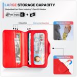 for Apple Wallet Magnetic Card Holder Compatible with Magsafe Phones and Cases, RFID Blocking, 5 Slots Fit 7 Cards, 1 ID Window, Slim Luxury Leather Mag Safe Wallet for Women Girl, Cheer Red - Image 5