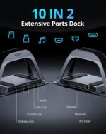 MacBook Pro Docking Station Dual Monitor 4K@60Hz HDMI, USB C Docking Station Vertical 100W Power Adapter for MacBook Pro/Air with USB 3.0, SD&microSD,Ethernet, Audio - Image 4