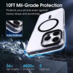 Strong Magnetic Clear for iPhone 14 Pro Case [10Ft Military-Grade Protection] Compatible with MagSafe Shockproof Slim Thin Cover 6.1 inch Clear Black - Image 4