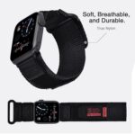 Compatible with Apple Watch Series 10 Band Series 9/8/7/6/5/4/SE/SE2/Ultra 1/2, Nylon Sports Strap with Woven Design for 49mm/46mm/45mm/44mm (L, Black) - Image 4