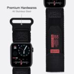 Compatible with Apple Watch Series 10 Band Series 9/8/7/6/5/4/SE/SE2/Ultra 1/2, Nylon Sports Strap with Woven Design for 49mm/46mm/45mm/44mm (L, Black) - Image 5