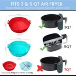 Air Fryer Silicone Liners Pot for 3 to 5 QT, 2 Pack 8.1-inch, Replacement of Flammable Parchment Paper Liners, Food Grade Reusable Baking Tray, Non-Stick, Heat-proof Gloves, Red+Blue (Nola Hut) - Image 3