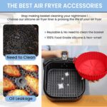 Air Fryer Silicone Liners Pot for 3 to 5 QT, 2 Pack 8.1-inch, Replacement of Flammable Parchment Paper Liners, Food Grade Reusable Baking Tray, Non-Stick, Heat-proof Gloves, Red+Blue (Nola Hut) - Image 5