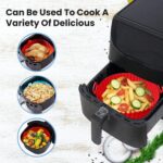 Air Fryer Silicone Liners Pot for 3 to 5 QT, 2 Pack 8.1-inch, Replacement of Flammable Parchment Paper Liners, Food Grade Reusable Baking Tray, Non-Stick, Heat-proof Gloves, Red+Blue (Nola Hut) - Image 7