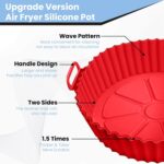 Air Fryer Silicone Liners Pot for 3 to 5 QT, 2 Pack 8.1-inch, Replacement of Flammable Parchment Paper Liners, Food Grade Reusable Baking Tray, Non-Stick, Heat-proof Gloves, Red+Blue (Nola Hut) - Image 8