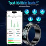 Smart Rings for Women Men, Fitness Tracker Ring with LED Display Screen, IP68 Waterproof Fitness Ring with Sleep Tracker/Heart Rate/Blood/Oxyge, Charging case (Black, 13) - Image 4
