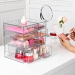 Vtopmart Acrylic Organizer with 8 Drawers, Desk Organizers and Accessories, Clear Makeup Organization, Dustproof Storage Drawers for Office Art Craft Supplies - Image 3