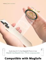 2025 Upgrade Magnetic Phone Grip for MagSafe, Butterfly Phone Grip Holder Finger Kickstand, Adapter Ring for MagSafe Included (Gold White) - Image 4