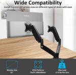 Dual Monitor Desk Mount for 2 Monitors Max 32 inch Screen, Gas Spring Arm, Stand with Clamp/Grommet Mounting Base, VESA 75x75mm & 100x100mm, Mounts Fit 4.4-17.6lbs Computer, Black - Image 3
