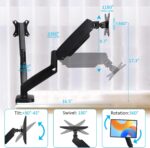 Dual Monitor Desk Mount for 2 Monitors Max 32 inch Screen, Gas Spring Arm, Stand with Clamp/Grommet Mounting Base, VESA 75x75mm & 100x100mm, Mounts Fit 4.4-17.6lbs Computer, Black - Image 4