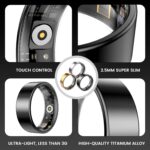 Smart Ring Health Tracker, Sleep&Exercise Monitor Heart Rate,Blood Oxygen,Fitness Trackers for Man&Women -Long Lasting Batteries,Waterproof Sleep Tracking Wearable (Silver, 12) - Image 5