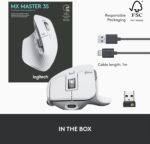 Logitech MX Master 3S Wireless Mouse, Ultra-fast Scrolling, 8K DPI, Track on Glass, Quiet Clicks, USB-C, Bluetooth, Windows, Linux, Chrome - Pale Grey - Image 11