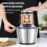 LINKChef Food Chopper, 8 Cup Food Processor Mini Electric, 2L 600W Meat Grinder with 4 Bi-Level Blades, Stainless Steel Mincer for Kitchen, Vegetable, Onion, Garlic, Salad, Baby Food, Fruit, Nuts - Image 3
