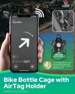 VICTGOAL Bicycle Water Bottle Holder for Airtag Bike Mount Hidden Waterproof Anti-Theft Tracker Case for Road Mountain Bikes Bottles Cage (DarkBlack) - Image 3