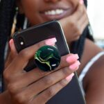 Clear Crystal Glitter Collapsible Expanding Moblile Cell Phone Grip Stand Holder for Smartphones and Tablets Phone Accessory (Green) - Image 4