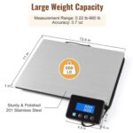 Miseyo 660lbs Heavy Duty Digital Shipping Scale - 0.7oz High Accurate Stainless Steel Postal Scale for Packages, Luggage, Small Business, Warehouse, Battery & Charging Cable Included - Image 3