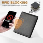 Genuine Leather Mens Wallet, RFID Blocking Bifold Wallet for Men with ID Window, 11 Credit Card Slots (Black) - Image 5