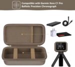 Hard Carrying Case for Garmin Xero C1 Pro Ballistic Precision Chronograph, Compact Chronograph Storage Holder with Mesh Bag fit USB Cable, Cleaning Cloth, USB Charging Adapters, Brown - Image 3