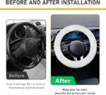 6 PCS Fluffy Steering Wheel Covers Set, 15'' Furry Car Wheel Cover, Soft Gear Shift & Handbrake Cover, Center Console & Seat Belt Shoulder Pads for Women, Car Accessories (White) - Image 4