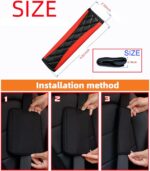 AICEL Car Accessories Set, Leather Vehicle Steering Wheel Seat Belt Shoulder Cover, Anti-Slip Automotive Interior Armrest Pad Start Button Protector, Universal for SUV, Sedan, Truck (Red) - Image 4