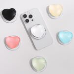 OnTheGrip Compatible with Magsafe Magnetic Cute Glass Heart Design Collapsible Mobile Phone Grip Stand Holder for Smartphone Tablet Cell Phone Accessory (White) - Image 4