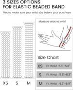 JR.DM Beaded Bracelet Compatible with Apple Watch Band 44mm 42mm 45mm 46mm Series 10/9/8/7/SE/6/5/4/3/2/1 Women Dressy Fancy Handmade Stretchy Strap Replacement for iWatch Bands(Black/Silver) - Image 4