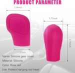 2 PCS Shift Knob Cover, Non-Slip Breathable Shifter Handle Anti-Scratch Protector, Side Opening Design Cleanable Shift Lever Decoration, Universal for Automatic Transmission Cars (Pink) - Image 3
