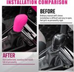 2 PCS Shift Knob Cover, Non-Slip Breathable Shifter Handle Anti-Scratch Protector, Side Opening Design Cleanable Shift Lever Decoration, Universal for Automatic Transmission Cars (Pink) - Image 5