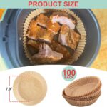 100 Packs 7.9 Inch Round Liners for Ninja Air Fryer, Non-stick Parchment Paper for 5-8 QT Air Fryers, Baking Paper for Microwave Oven - Image 3