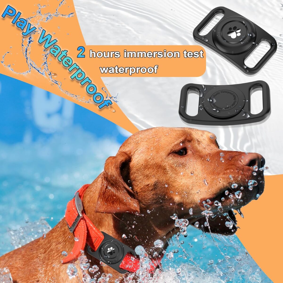 [2 Pack] Waterproof AirTag Dog Collar Holder Case, Silicone Full-Body Protection, Soft Lightweight Stretchable Design for Dog Collars (Black) - Image 5