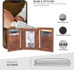Tri fold Leather Wallet for Men with RFID | Slim Wallets for Men with 1 ID and 6 Credit card slots | Front Pocket Minimalist - Image 4