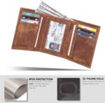 Tri fold Leather Wallet for Men with RFID | Slim Wallets for Men with 1 ID and 6 Credit card slots | Front Pocket Minimalist - Image 7